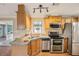 Bright kitchen with stainless steel appliances, including a double oven and granite countertops at 6621 La Mesa Rd, Land O Lakes, FL 34637