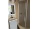 Bathroom with a new vanity, modern mirror, and enclosed shower space at 3620 E Tampa Cir, Tampa, FL 33629