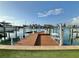 Waterfront property featuring a private wooden dock with boat lift at 320 Palm Ne Is, Clearwater Beach, FL 33767