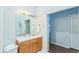 Clean bathroom with single sink and shower at 11519 Misty Isle Ln, Riverview, FL 33579