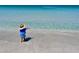 Charming image of a in a hat at the beach, pointing towards the clear, shallow water at 468 Ceil Dr, Nokomis, FL 34275