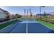 Well-maintained pickleball court with clear markings, surrounded by fencing and lush greenery at 17982 Cherished Loop, Bradenton, FL 34211