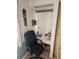 Cozy nook with a built-in desk, chair, and window with blinds, perfect for a home office at 8744 54Th W Ave # 8744, Bradenton, FL 34210
