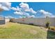 Spacious backyard featuring a well-maintained lawn and a privacy fence, perfect for outdoor activities at 11820 Stone Pine St, Riverview, FL 33569