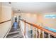 Second floor hallway overlooking the downstairs living room and pool at 3033 Stonegate Falls Dr, Land O Lakes, FL 34638