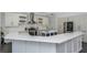 Gourmet kitchen featuring white cabinets, a large island, and stainless steel appliances at 2228 Valrico Forest Dr, Valrico, FL 33594