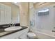 Updated bathroom with granite countertop and shower/tub combo at 1005 Sonesta Ave, Brandon, FL 33511