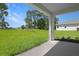 Relaxing backyard view from the covered patio, with lush greenery and ample space at 9071 Players Dr, Weeki Wachee, FL 34613