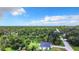 An aerial view of the home and yard showing beautiful landscaping with lush mature trees at 23113 Brewer Ave, Punta Gorda, FL 33980