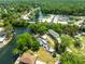 An aerial view of waterfront property with a river and a beach in the distance at 5375 Circle Dr, Weeki Wachee, FL 34607