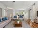 Bright living room with hardwood floors, modern furniture, and neutral walls at 19713 Ellendale Dr, Land O Lakes, FL 34638