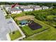 An aerial view shows this home near a playground and parking, offering a convenient community lifestyle at 5424 Companion Ln, Tampa, FL 33619