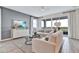 Modern living room with neutral color palette, stylish furnishings, and expansive windows offering scenic views at 9195 Players Dr, Weeki Wachee, FL 34613