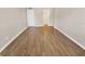 The spacious bedroom has laminate floors and is freshly painted in neutral colors at 2700 Coconut Bay Ln # 419, Sarasota, FL 34237