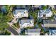 Stunning aerial view of multiple homes with private pools and well-maintained tile roofs in a tropical setting at 1103 Kensington Ct, Safety Harbor, FL 34695