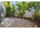 Charming backyard featuring decorative stones, tropical plants, and a tranquil atmosphere at 1103 Kensington Ct, Safety Harbor, FL 34695