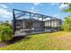 A backyard showcasing a screened pool and patio area, perfect for outdoor relaxation and enjoyment at 11330 Burgundy Dr, Venice, FL 34293