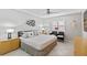 Stylish bedroom featuring a ceiling fan, neutral colors, and ample natural light at 10365 Paradise Blvd # 21, Treasure Island, FL 33706