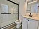 Renovated bathroom featuring a glass shower, and modern fixtures at 4546 Ontario Dr, New Port Richey, FL 34652