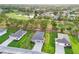 Aerial view of the community showcasing well manicured lawns and a nearby golf course at 9127 Players Dr, Weeki Wachee, FL 34613