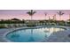 Kidney bean shaped community pool with lounge chairs, umbrellas, and palm trees at 8540 Daybreak St, Sarasota, FL 34241