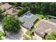Aerial view of the property featuring a screened-in pool and lush landscaping at 4428 Winding River Drive, Valrico, FL 33596