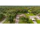 Aerial view showcasing the home, lush landscaping, spacious yard, and surrounding trees at 4401 W Sam Allen Rd, Plant City, FL 33565