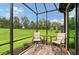 Inviting lanai with a view of a lush backyard, perfect for relaxation and enjoying the outdoors at 17109 Kenton Ter, Bradenton, FL 34202