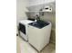 Well-equipped laundry room with modern appliances and convenient shelving at 12215 Cobble Stone Dr, Hudson, FL 34667