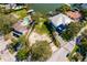Aerial view of a vacant lot with a neighboring upscale house with a modern design at 2417 S Dundee St, Tampa, FL 33629