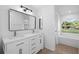 Double vanity bathroom with modern finishes at 2510 Sheila Ln, North Port, FL 34286