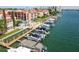 Aerial view showing boat docks and community at 8901 Blind Pass Rd # 228, St Pete Beach, FL 33706