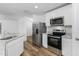 Modern kitchen with white cabinets, stainless steel appliances, and granite countertops at 12157 Shellnut Ave, Port Charlotte, FL 33981