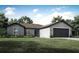 Single-story home with gray exterior, two-car garage, and attractive landscaping at 12169 Patterson Ave, Port Charlotte, FL 33981