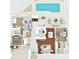 3D floor plan shows layout of home with multiple bedrooms, bathrooms, pool, and living spaces at 4787 Hamlets Grove Dr, Sarasota, FL 34235