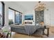 Elegant living area with a wine wall, fireplace, and city views at 449 S 12Th St # 2405, Tampa, FL 33602