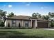 One-story home with tan exterior, brown garage door, and manicured landscaping at 5952 Gillot Blvd, Port Charlotte, FL 33981