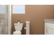 Clean bathroom with a toilet, shower, and vanity at 10439 Lavender Aster Trl, San Antonio, FL 33576