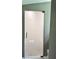 Modern glass shower door in a bathroom with sage green walls at 5016 Givendale Ln, Tampa, FL 33647