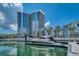 Luxury boat docked at a modern marina at 5120 Marina Way # 16005, Tampa, FL 33611