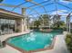 Enclosed, heated pool with spa, surrounded by lush landscaping at 331 Lewis Rd, Lithia, FL 33547