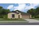 One-story home with two-car garage, landscaping, and neutral color scheme at 11294 Linden Depot Rd, San Antonio, FL 33576