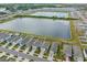 Aerial view of houses and lake in a new neighborhood at 602 Olive Conch St, Ruskin, FL 33570