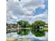 Tranquil lakefront property with lush landscaping and mature trees at 10423 Carrollbrook Cir # 201, Tampa, FL 33618