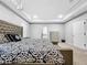 Spacious bedroom with tray ceiling features recessed lighting, carpet floor, and gray walls at 11946 Brighton Knoll Loop, Riverview, FL 33579