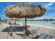 Relaxing beach area with lounge chairs and thatched umbrellas at 31396 Cabana Rye Ave, San Antonio, FL 33576