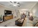 Open living room with comfortable seating and a large TV at 31396 Cabana Rye Ave, San Antonio, FL 33576