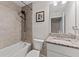 Clean bathroom with tub, shower, and granite vanity sink at 9658 Sweetwell Pl, Riverview, FL 33569