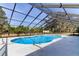 Inviting kidney-shaped pool with screened enclosure at 7820 Sycamore Dr, New Port Richey, FL 34654