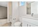 Clean bathroom with white vanity, toilet and shower stall at 32330 Wetland Bird Vw, San Antonio, FL 33576
